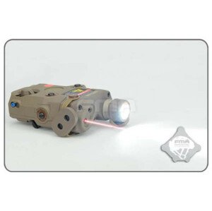 FMA AN/PEQ15 + LED svítilna s IR krytkou + červený laser + IR přísvit - pískový
