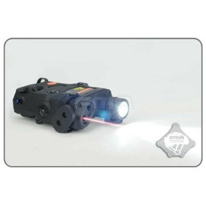 FMA AN/PEQ15 + LED svítilna s IR krytkou + červený laser + IR přísvit - černý